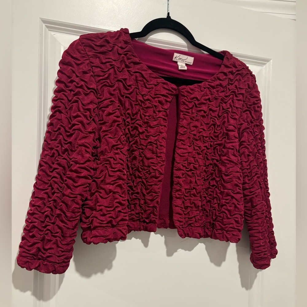 Elegant Burgundy Ruffled cardigan